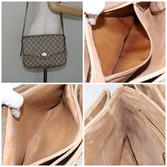 GUCCI GG PLUS Canvas Shoulder Bag PVC Leather Beige - Picture 16 of 16